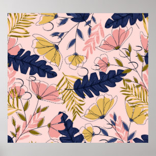 Tropische Blätter Blume Vintag drucken Poster