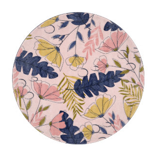 Tropische Blätter Blume Vintag drucken Schneidebrett