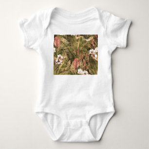 Tropische Blätter Blume Wasserfarben Muster Baby Strampler
