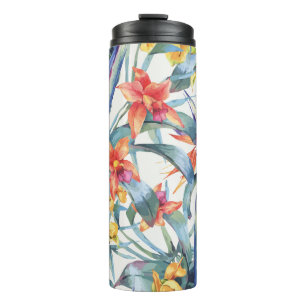 Tropische Blätter Blumen Vintage Botanisch Thermosbecher