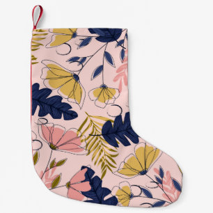 Tropische Blätter Blumen Vintage-Druck Kleiner Weihnachtsstrumpf