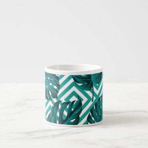 Tropische Blätter: Blumenmuster nahtlos. Espressotasse