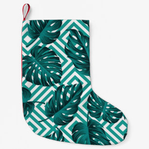 Tropische Blätter: Blumenmuster nahtlos. Kleiner Weihnachtsstrumpf