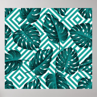 Tropische Blätter: Blumenmuster nahtlos. Poster