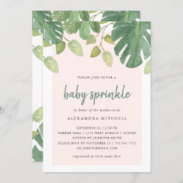 Tropische Blätter | Blush and Green Baby Sprinkle Einladung