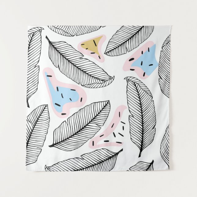 Tropische Blätter. Botanisches nahtloses Muster. V Wandteppich (Vorderseite)