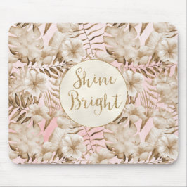 Tropische Blätter Cream Blush Gold Glitzer Shine Mousepad