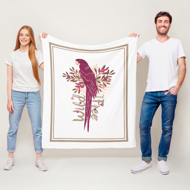 Tropische Blätter des Ara Parrot Fleecedecke (Beispiel)