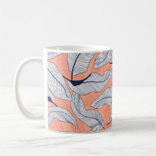 Tropische Blätter, Dschungel-Blätter nahtlos Vinta Kaffeetasse