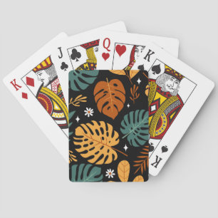 Tropische Blätter: Dunkle nahtlose Vintage-Struktu Spielkarten