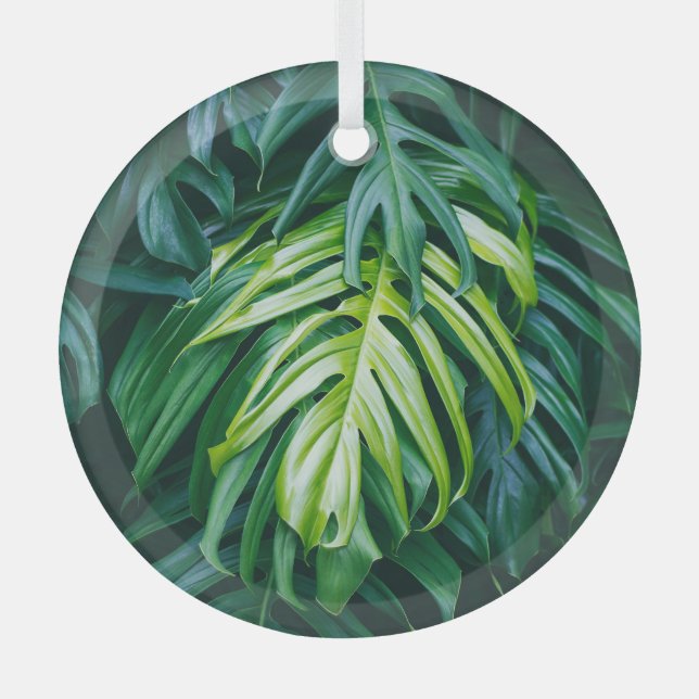 Tropische Blätter: dunkle Natur. Ornament Aus Glas (Vorderseite)