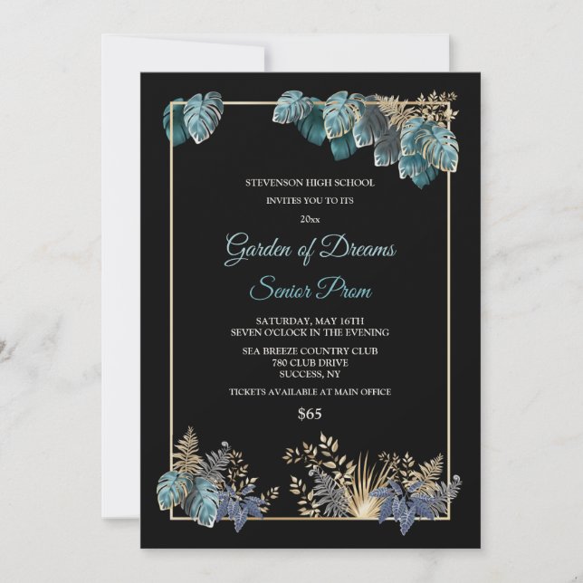 Tropische Blätter - Einladung (Vorderseite)