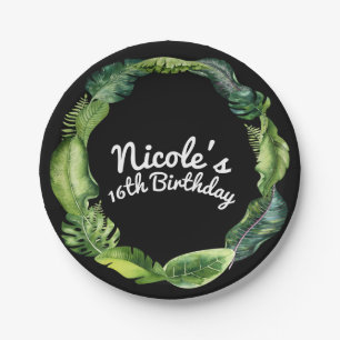 Tropische Blätter Elegantes Chic Sommerhochzeit Lu Pappteller