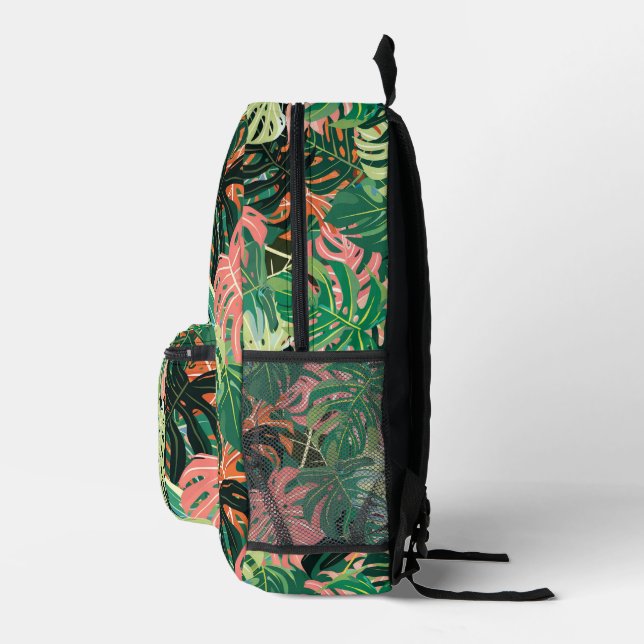 Tropische Blätter Extravaganza Bedruckter Rucksack (Rechts)