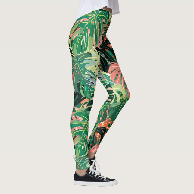 Tropische Blätter Extravaganza Leggings (Rechts)