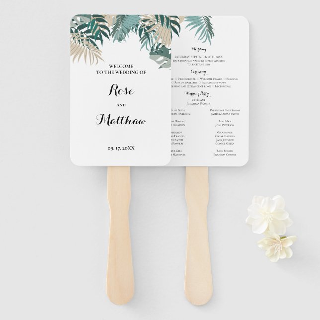 Tropische Blätter Fächer (Vorne und Hinten)