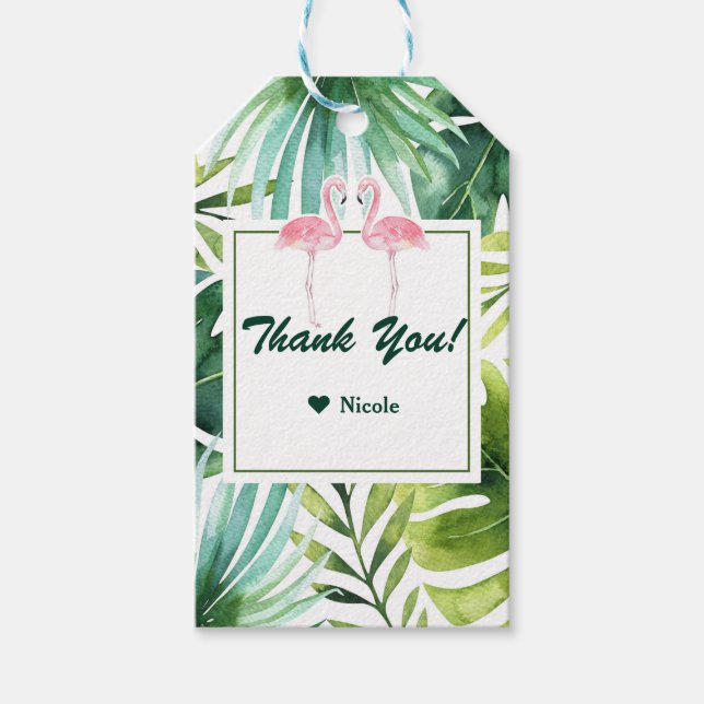 Tropische Blätter & Flamingos Hawaiianische Gastge Geschenkanhänger (Vorderseite)