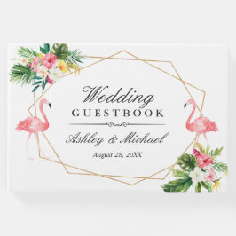 Tropische Blätter Flamingos Wedding Gästebuch