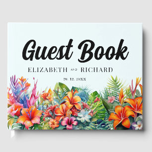 Tropische Blätter Florale Strandhochzeit Gästebuch