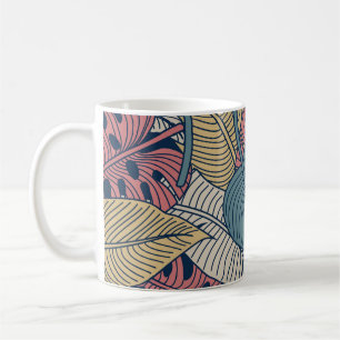 Tropische Blätter, florales nahtloses Hintergrundb Kaffeetasse