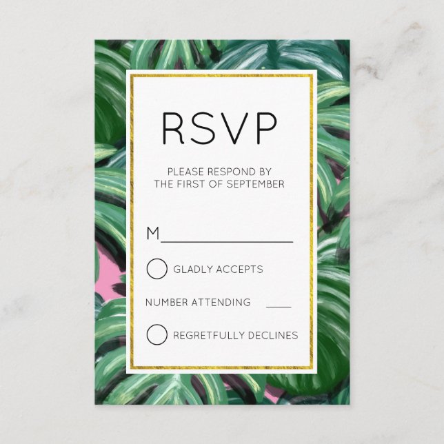 Tropische Blätter Foliage Green & Lush Einfache UA RSVP Karte (Vorderseite)