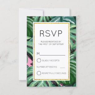 Tropische Blätter Foliage Green & Lush Einfache UA RSVP Karte