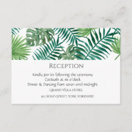 Tropische Blätter für Wasserfarben Empfang-Karte Begleitkarte
