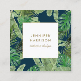 Tropische Blätter für Wasserfarben Muster auf dunk Quadratische Visitenkarte
