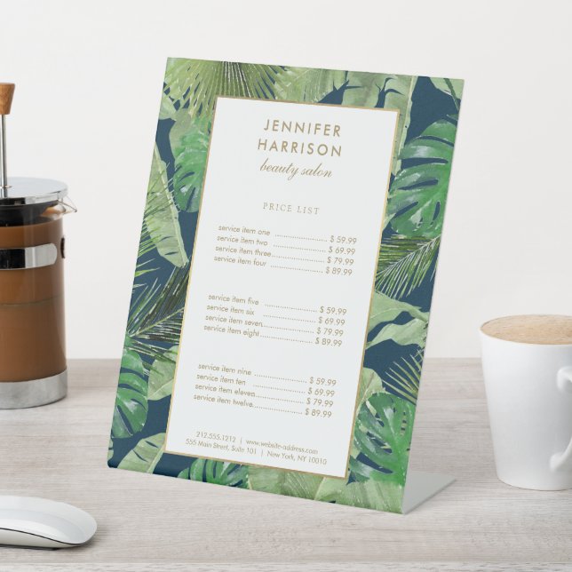 Tropische Blätter für Wasserfarben Muster auf dunk Sockelschild (In SItu)