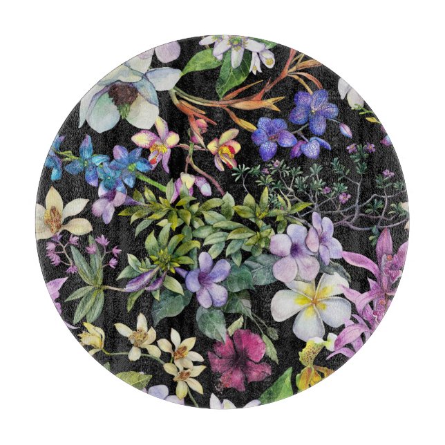 Tropische Blätter für Wasserfarben: Nahtloses Must Schneidebrett (Vorderseite)