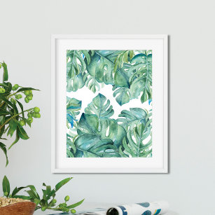 Tropische Blätter für Wasserfarben Poster