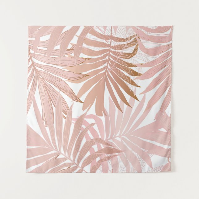 Tropische Blätter: glänzendes Farbverlaufsmuster. Wandteppich (Vorderseite)