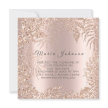 Tropische Blätter Glitzer Rahmen Blush Rose Gold
