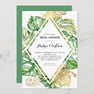 Tropische Blätter Goldene Foil Sommer-Bridal Einladung