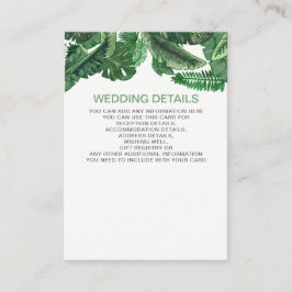 Tropische Blätter Goldgrün botanische Hochzeit Begleitkarte