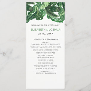 Tropische Blätter Goldgrün botanische Hochzeit Programm