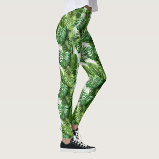 Tropische Blätter Grüne Botanische Muster Leggings