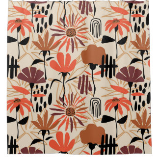 Tropische Blätter handgezeichnet nahtlos Muster. B Duschvorhang