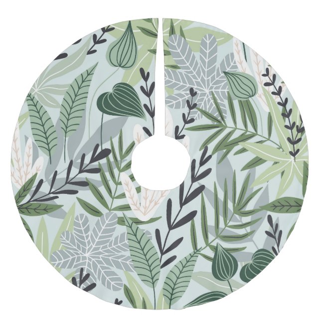 Tropische Blätter: HandGezeichnet Vintages Drucken Polyester Weihnachtsbaumdecke (Vorderseite)