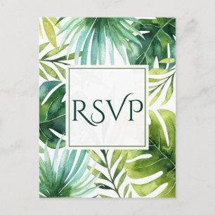 Tropische Blätter Hawaiian Sommerhochzeit RSVP Einladungspostkarte
