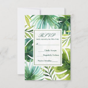 Tropische Blätter Hawaiian Sommerhochzeit RSVP Karte
