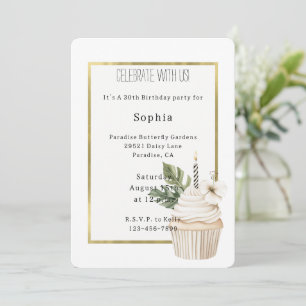 Tropische Blätter Hibiskus-Blumen-Cupcake-Birthday Einladung