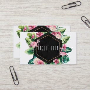 Tropische Blätter-Hibiskus-Flamingoseleganter Chic Visitenkarte