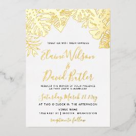 Tropische Blätter Hochzeit Folieneinladung