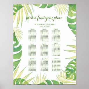 Tropische Blätter Hochzeitsdinner Poster