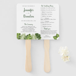 Tropische Blätter Hochzeitsprogramm-Fan Fächer