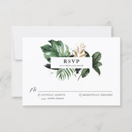 Tropische Blätter Imitate Gold Foil Hochzeit RSVP