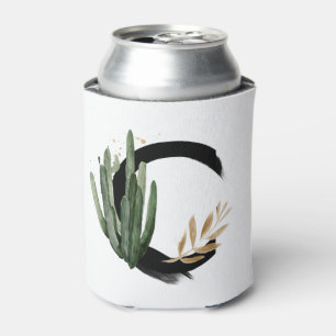 Tropische Blätter Imitate Gold Foil Letter C Monog Dosenkühler