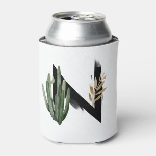 Tropische Blätter Imitate Gold Foil Letter N Monog Dosenkühler