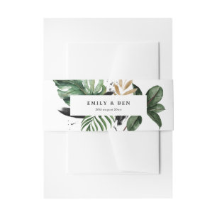 Tropische Blätter Imitate Hochzeit Gold Foil Einladungsbanderole